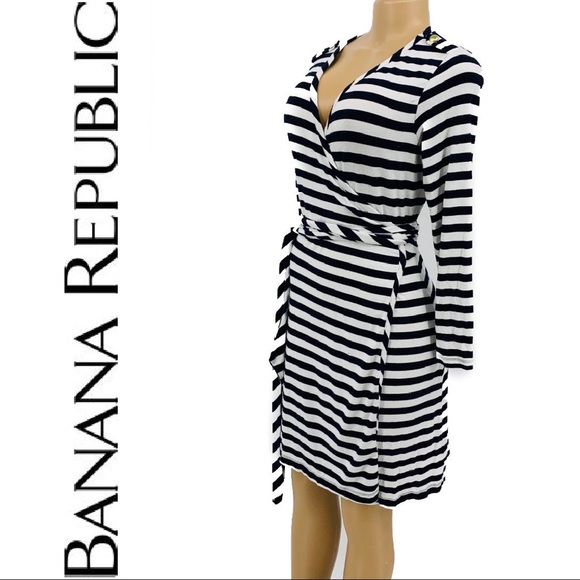 Banana Republic Striped Wrap Dress - Picture 2 of 8